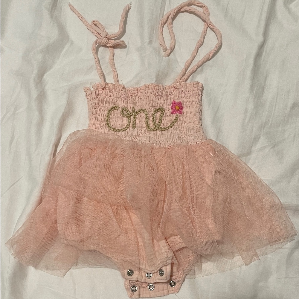 Charming Peach Tulle Bodysuit for Kids